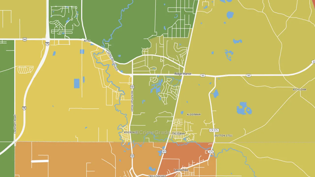 Ridge Manor, FL Map of Burglary Rates