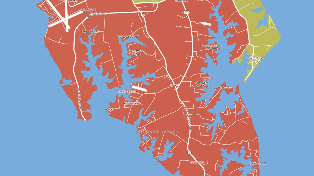 Ridge, MD Map of Burglary Rates