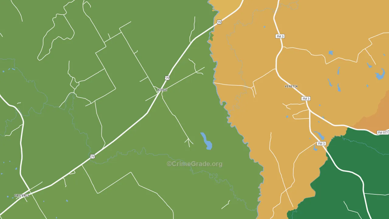 Ridge, TX Map of Burglary Rates