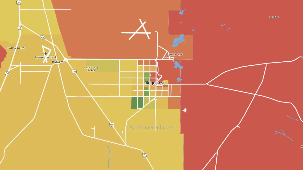 Ridgecrest, CA Map of Burglary Rates