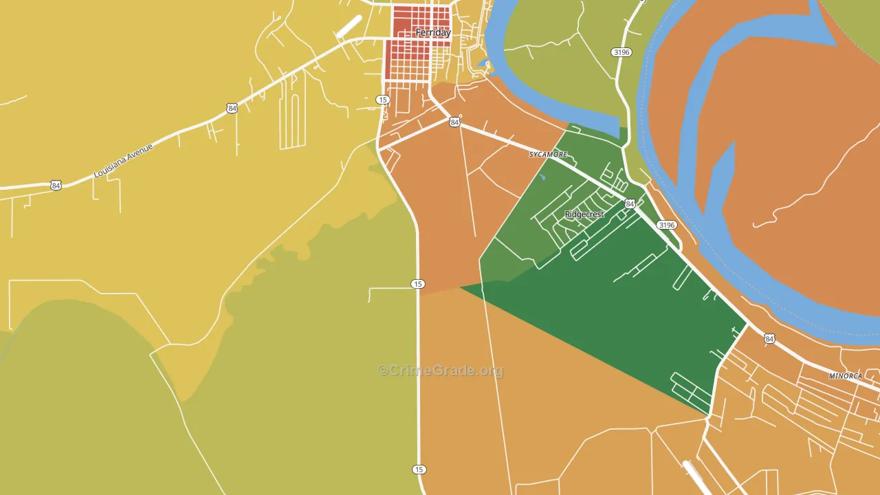 Ridgecrest, LA Map of Burglary Rates