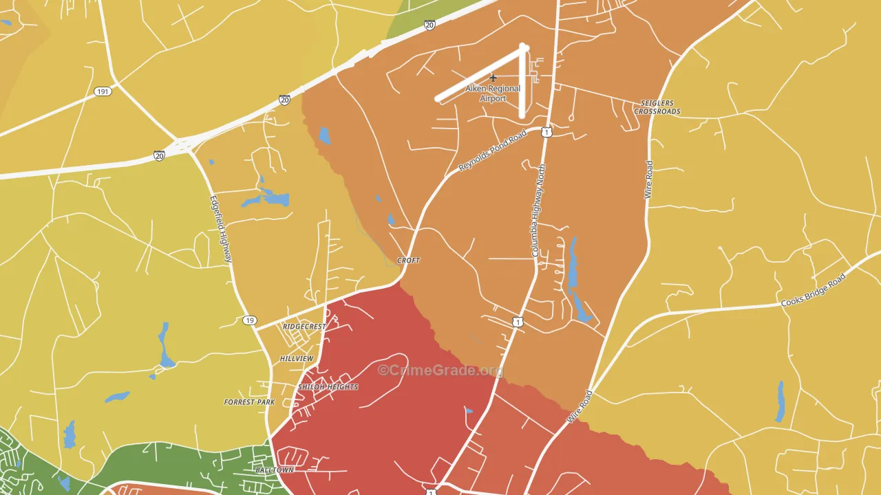 Ridgecrest, SC Map of Burglary Rates