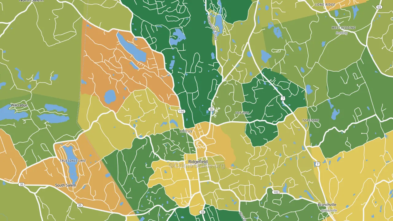 Ridgefield, CT Map of Burglary Rates