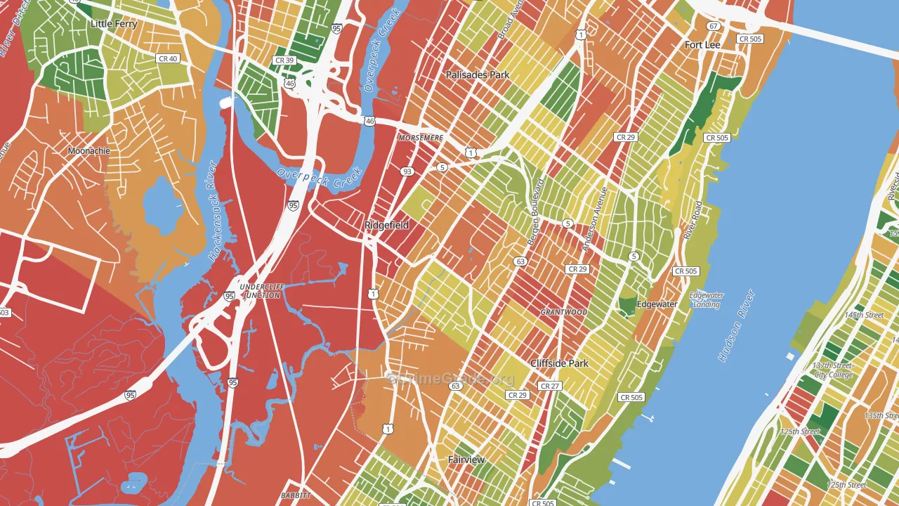 Ridgefield, NJ Map of Burglary Rates