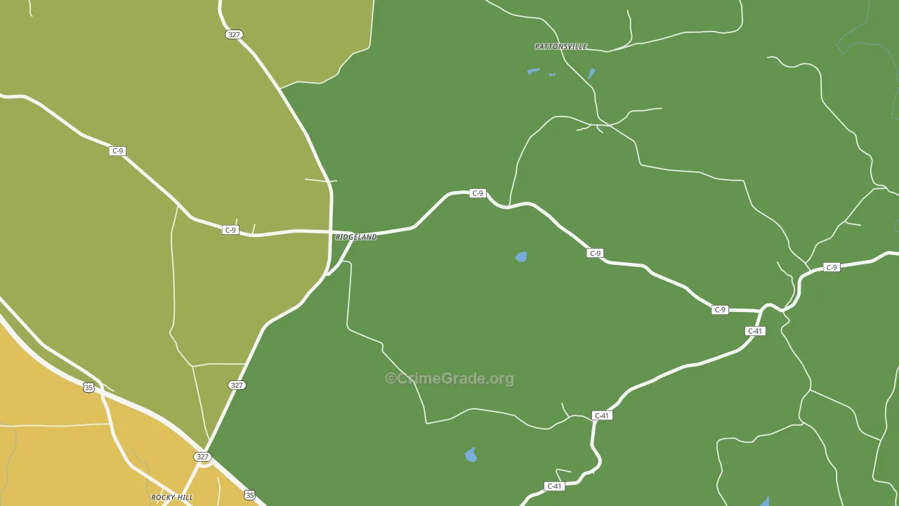 Ridgeland, OH Map of Burglary Rates