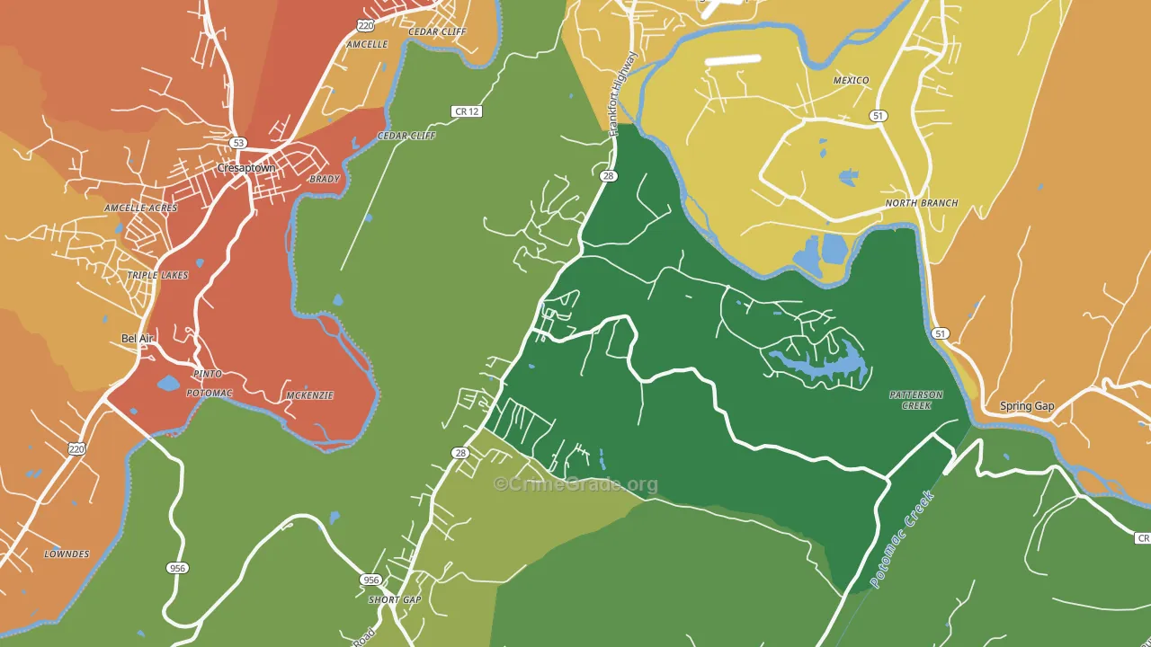 Ridgeley, WV Map of Burglary Rates