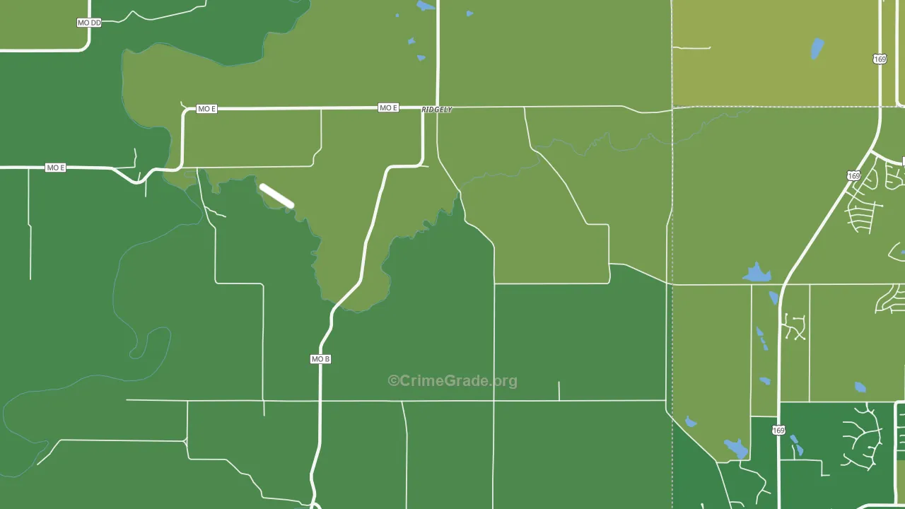 Ridgely, MO Map of Burglary Rates