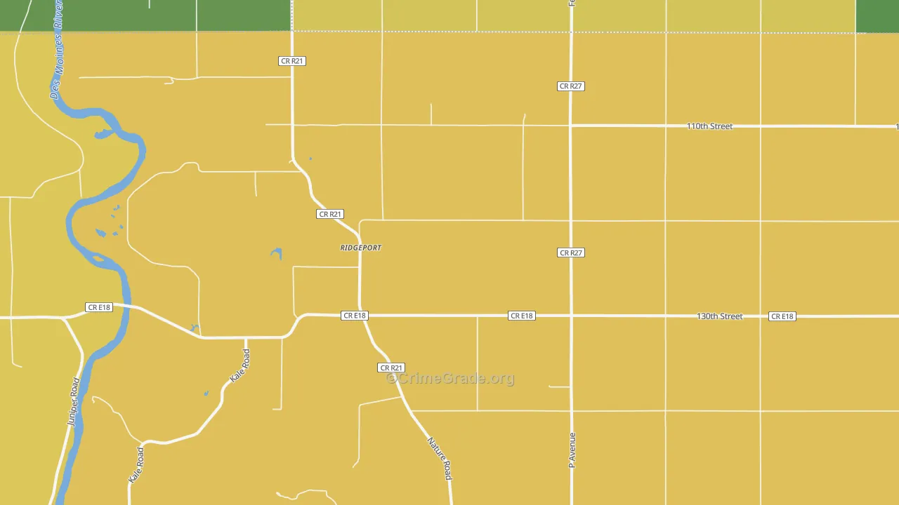 Ridgeport, IA Map of Burglary Rates