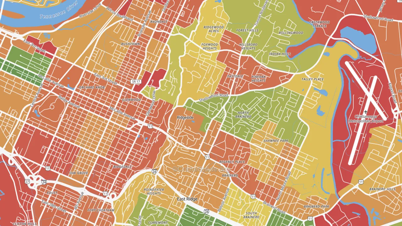 Ridgeside, TN Map of Burglary Rates