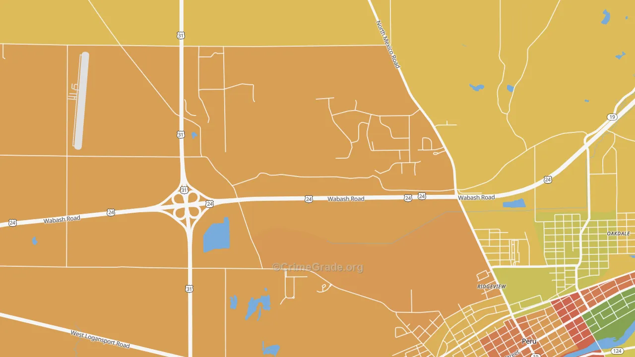 Ridgeview, IN Map of Burglary Rates
