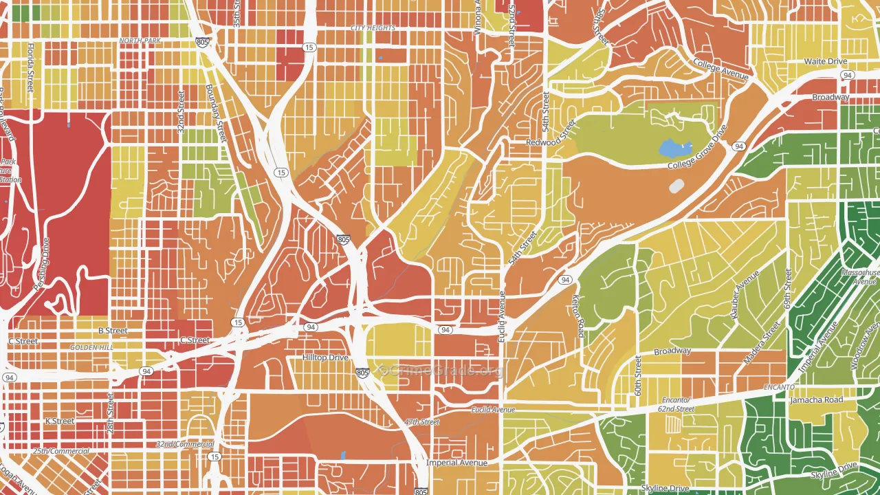 Ridgeview-Webster, San Diego, CA Map of Burglary Rates