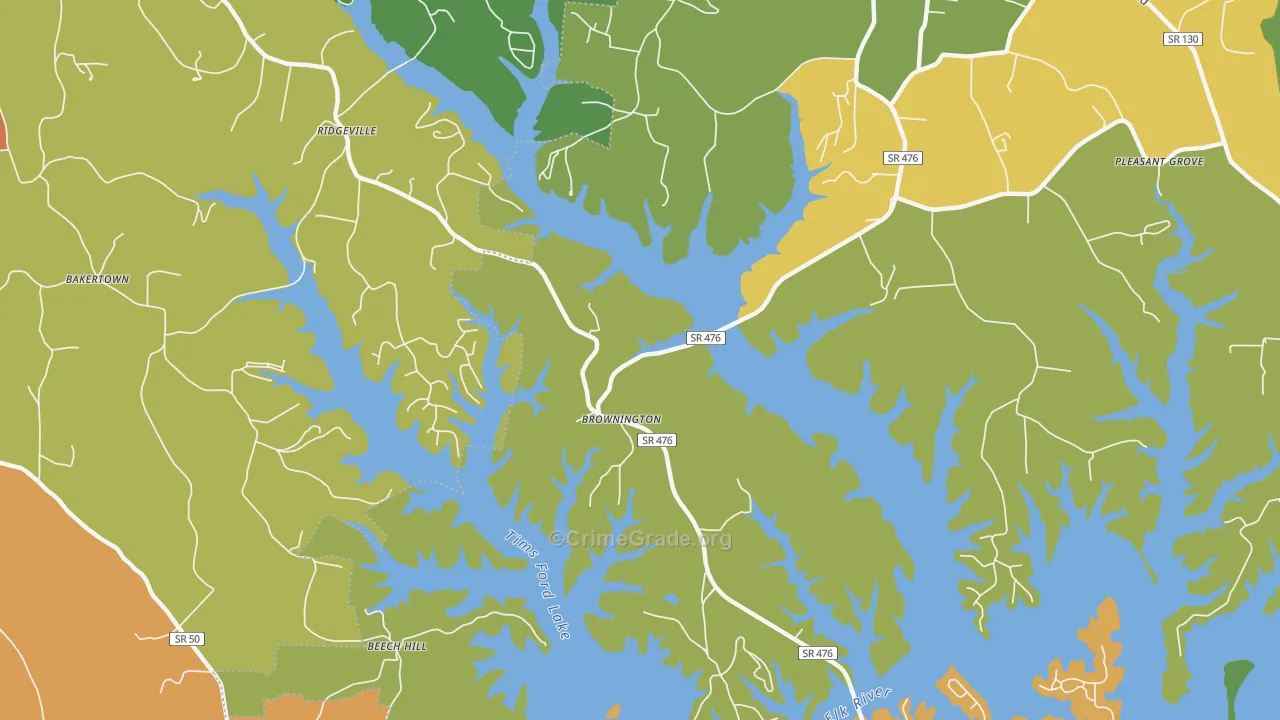 Ridgeville, TN Map of Burglary Rates
