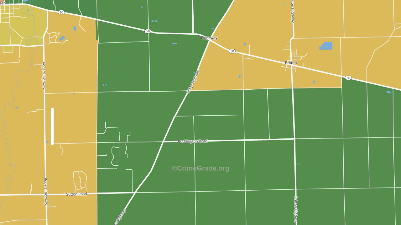 Ridgeway, MI Map of Burglary Rates
