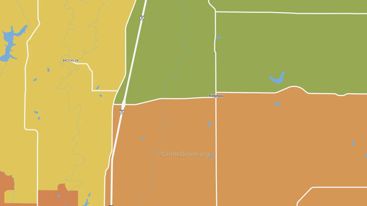 Ridgeway, MO Map of Burglary Rates