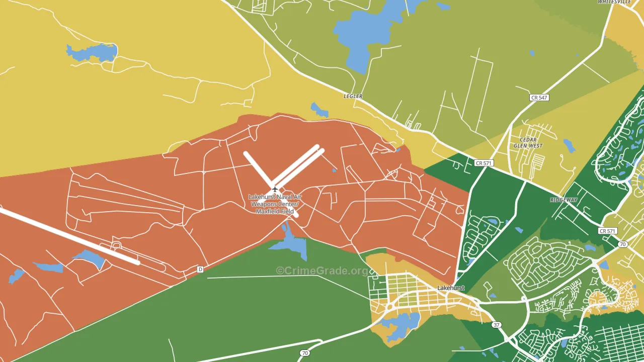 Ridgeway, NJ Map of Burglary Rates
