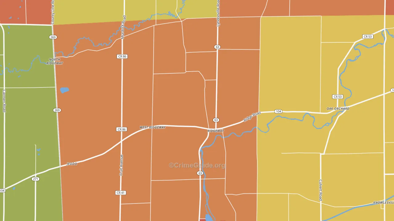 Ridgeway, NY Map of Burglary Rates