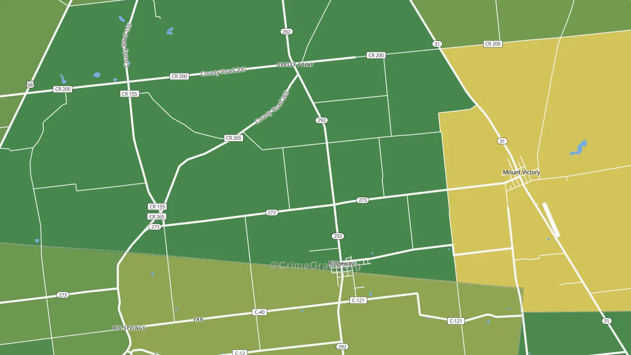 Ridgeway, OH Map of Burglary Rates
