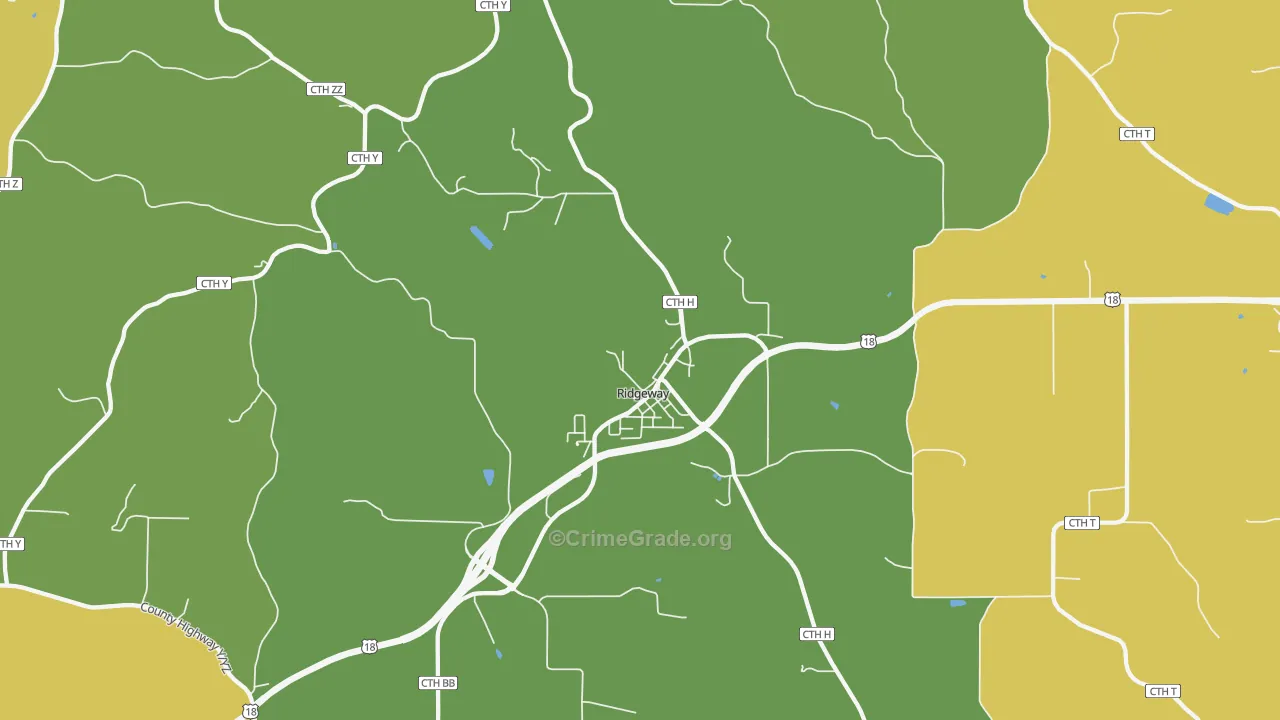 Ridgeway, WI Map of Burglary Rates