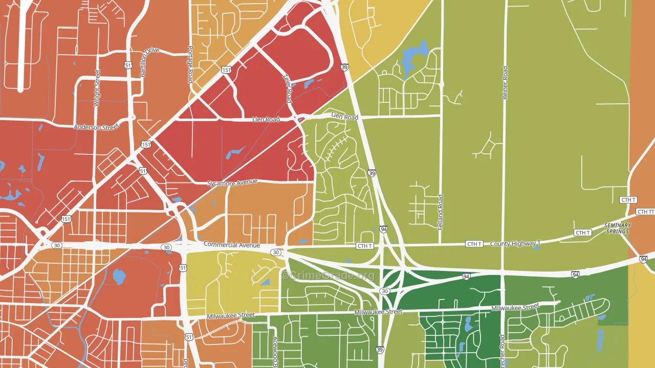 Ridgewood, Madison, WI Map of Burglary Rates