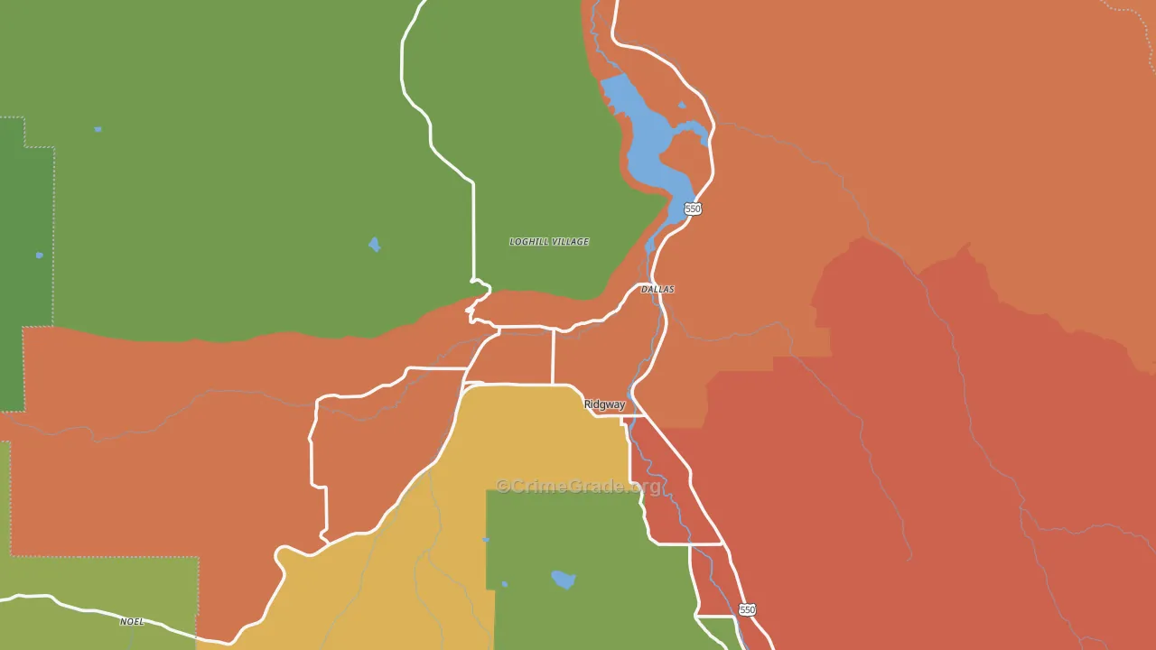 Ridgway, CO Map of Burglary Rates