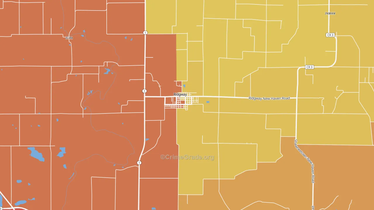 Ridgway, IL Map of Burglary Rates
