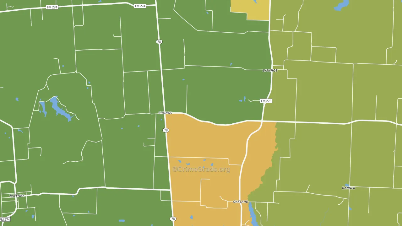 Ridings, TX Map of Burglary Rates