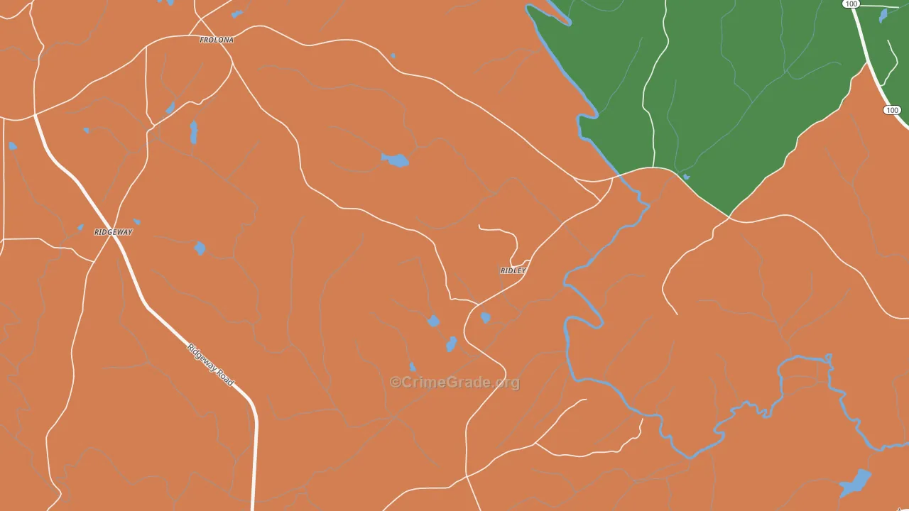 Ridley, GA Map of Burglary Rates