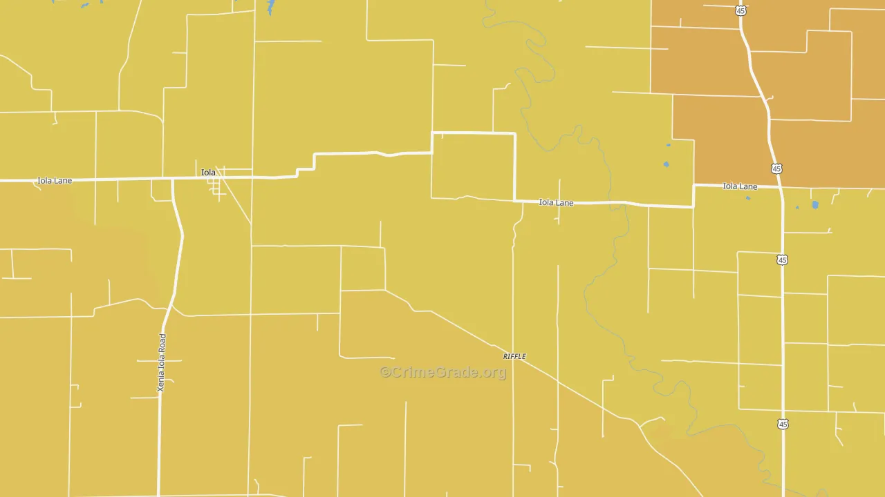 Riffle, IL Map of Burglary Rates