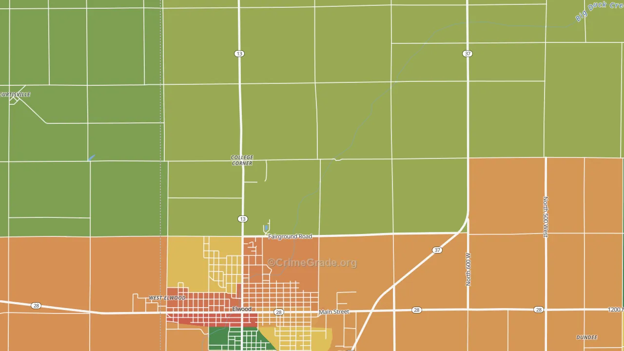 Rigdon, IN Map of Burglary Rates