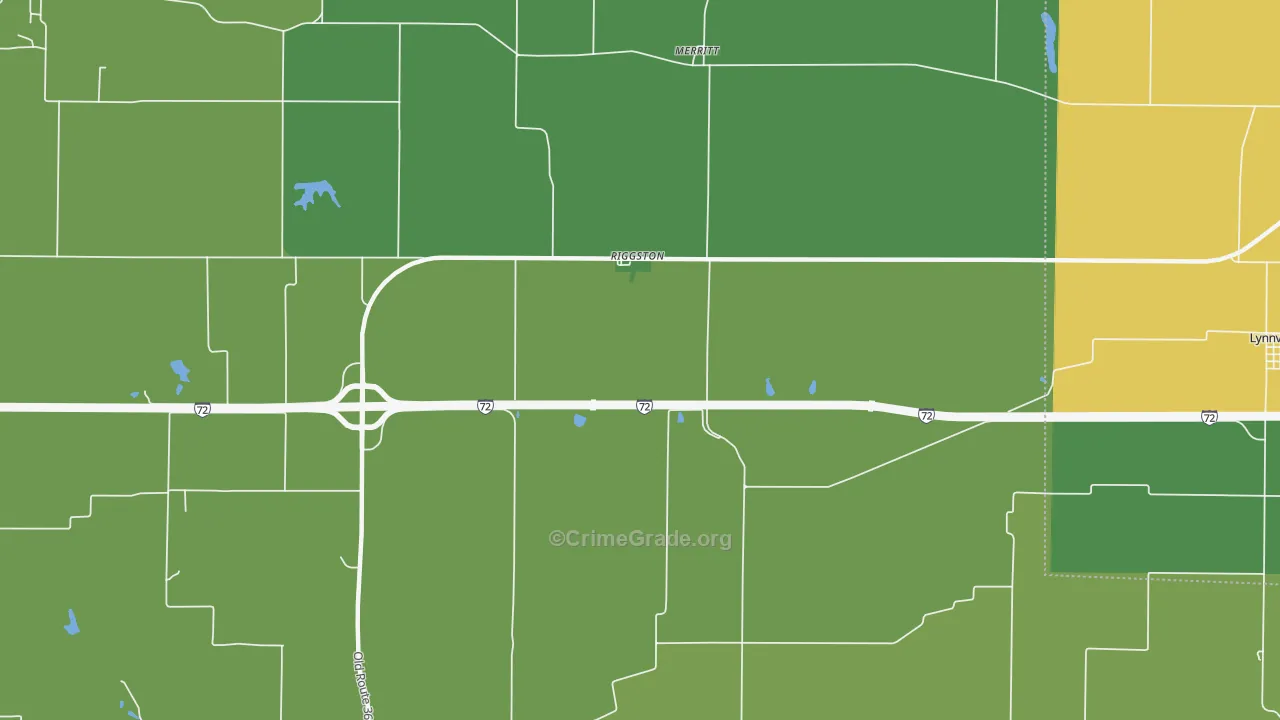 Riggston, IL Map of Burglary Rates