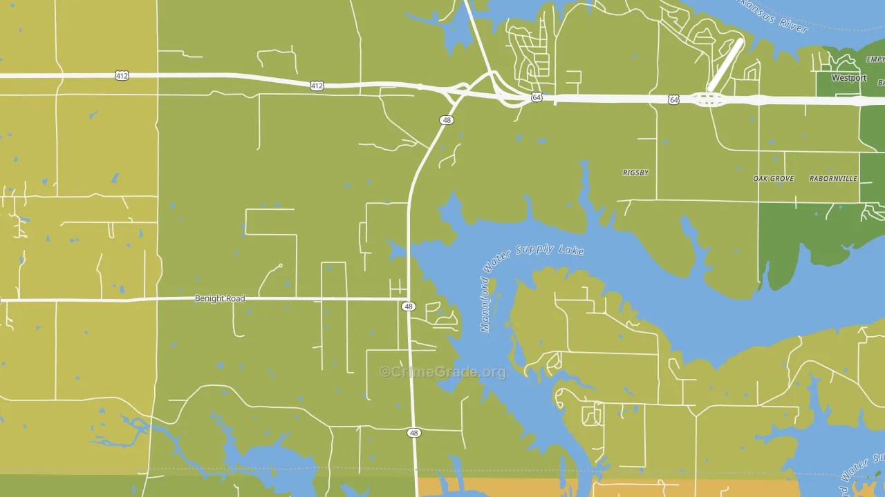 Rigsby, OK Map of Burglary Rates