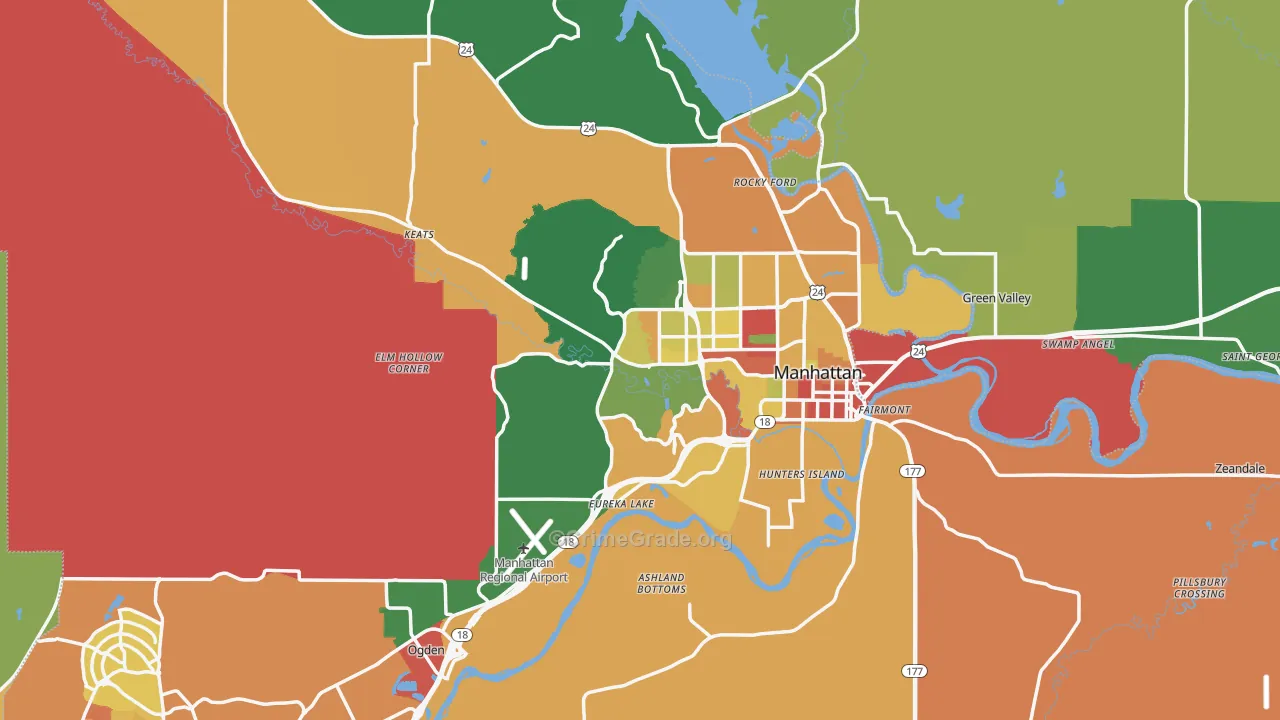 Riley County, KS Map of Burglary Rates