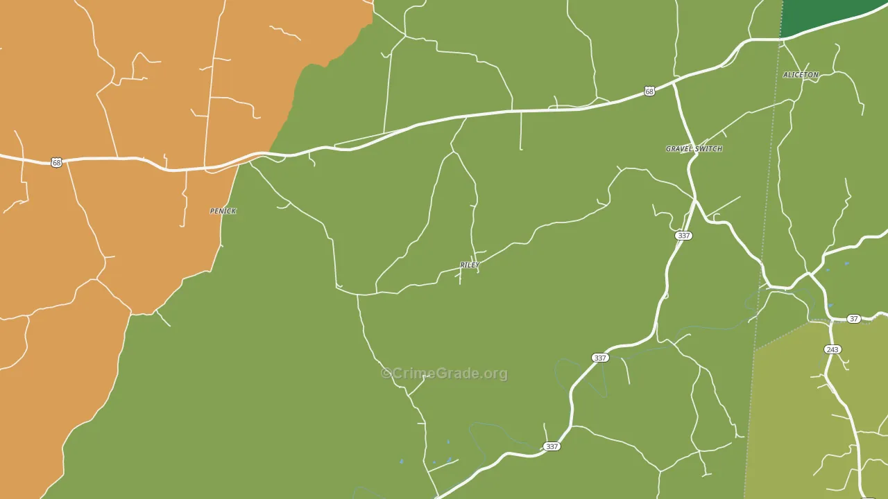 Riley, KY Map of Burglary Rates