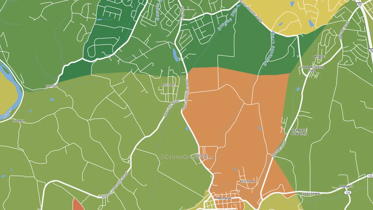 Rillton, PA Map of Burglary Rates