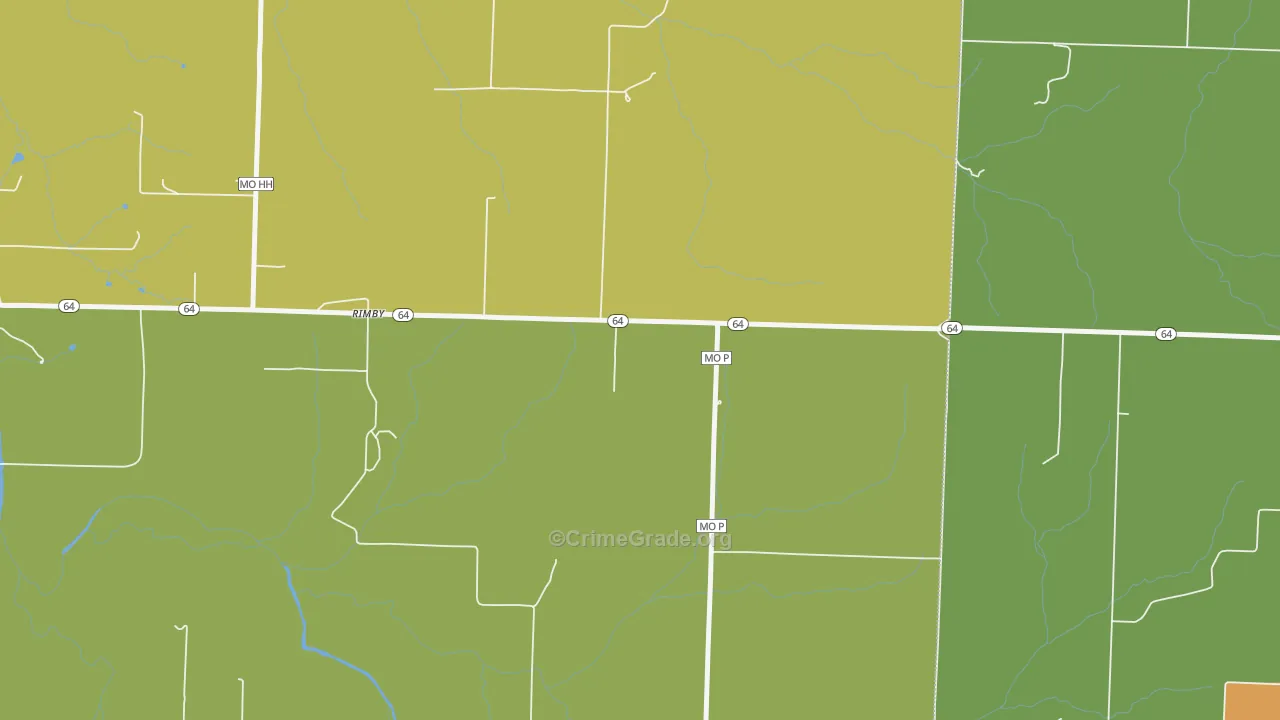 Rimby, MO Map of Burglary Rates
