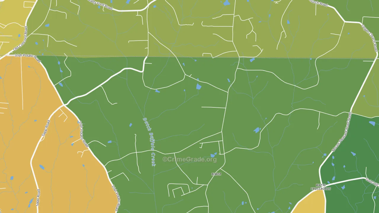 Rimer, NC Map of Burglary Rates