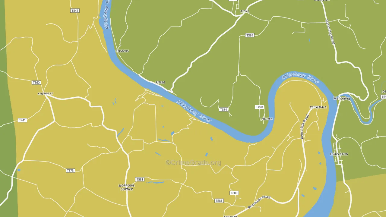 Rimer, PA Map of Burglary Rates