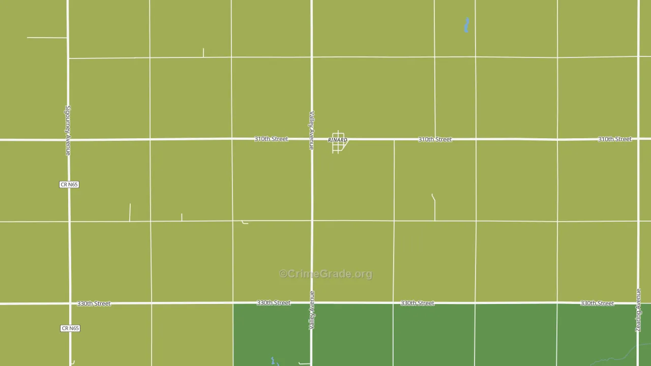 Rinard, IA Map of Burglary Rates