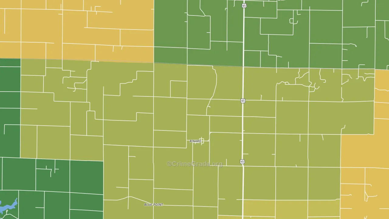 Rinard, IL Map of Burglary Rates