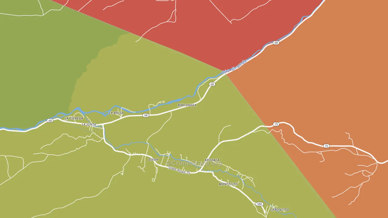 Rinconada, NM Map of Burglary Rates