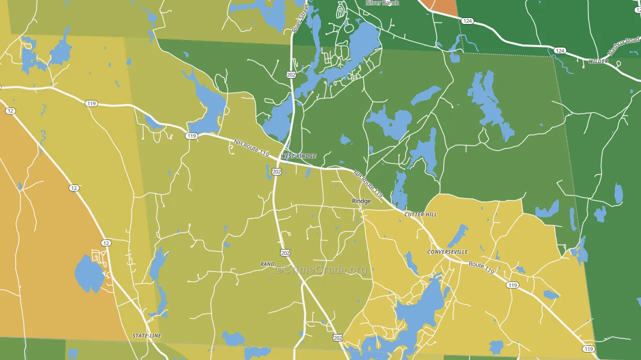 Rindge, NH Map of Burglary Rates