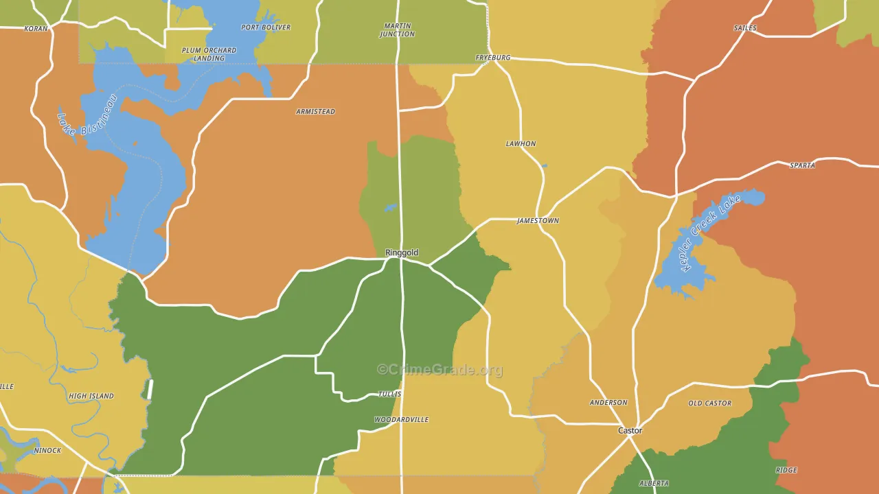 Ringgold, LA Map of Burglary Rates