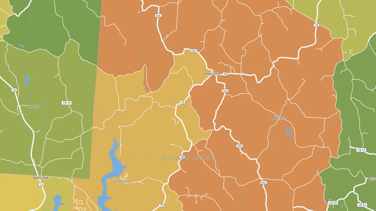 Ringgold, OH Map of Burglary Rates