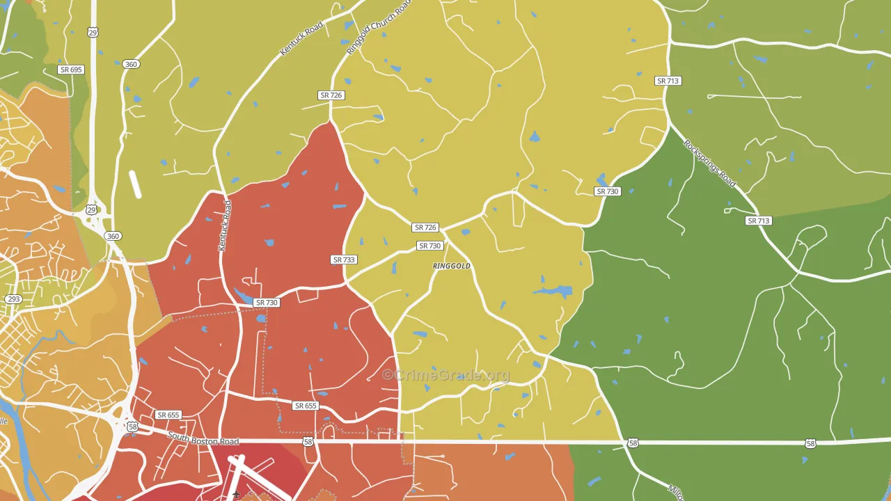 Ringgold, VA Map of Burglary Rates