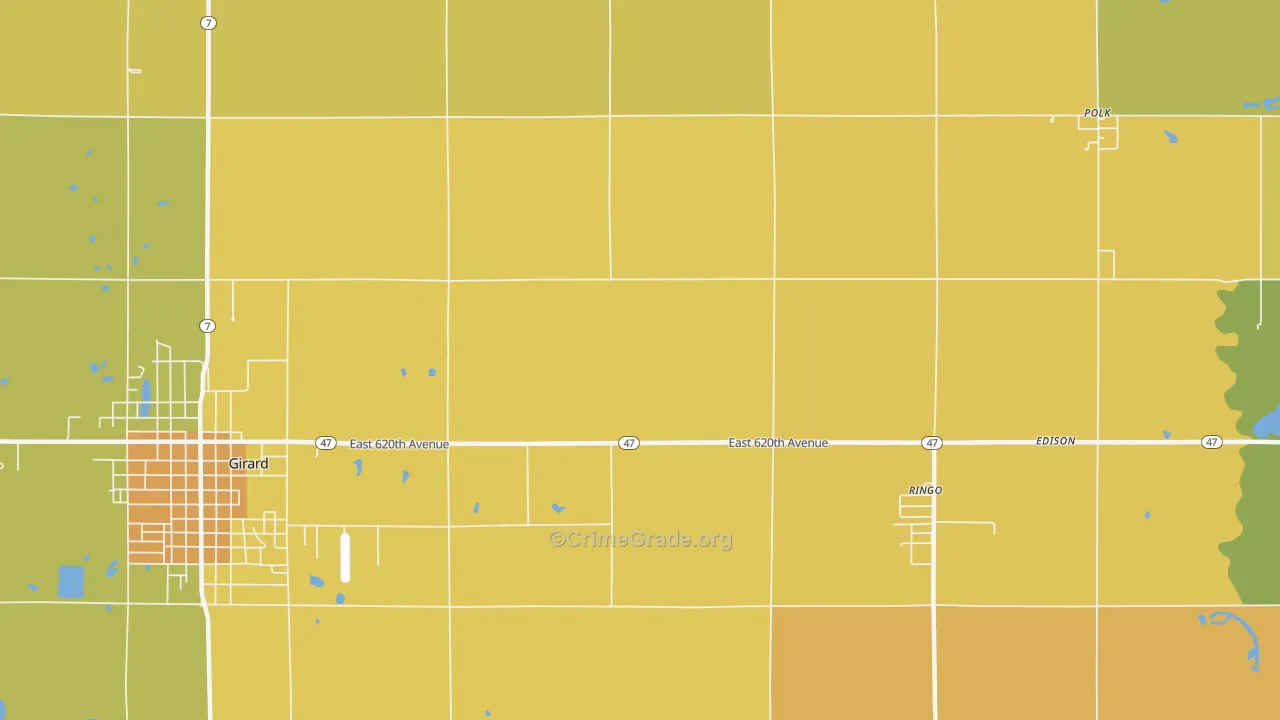 Ringo, KS Map of Burglary Rates