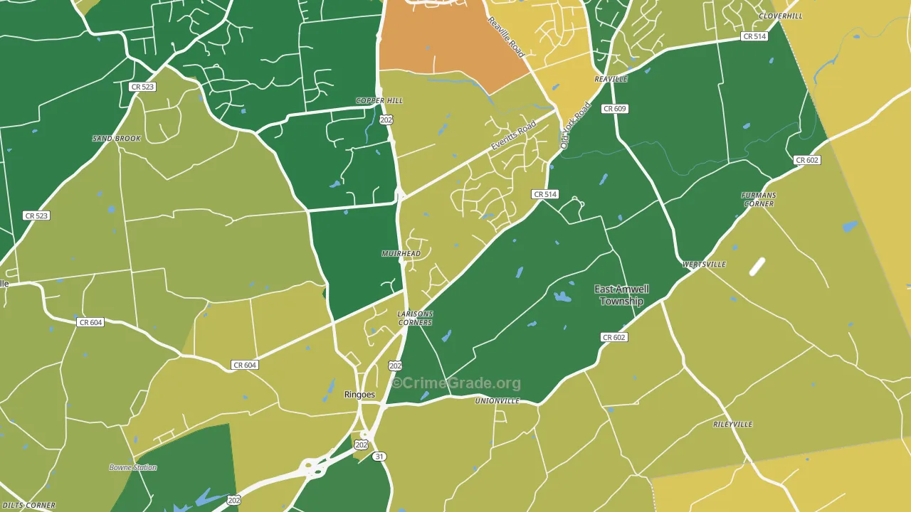 Ringoes, NJ Map of Burglary Rates