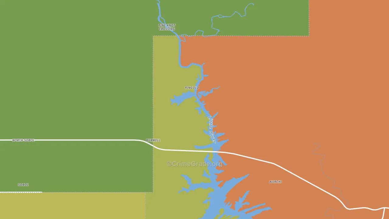 Ringold, OK Map of Burglary Rates