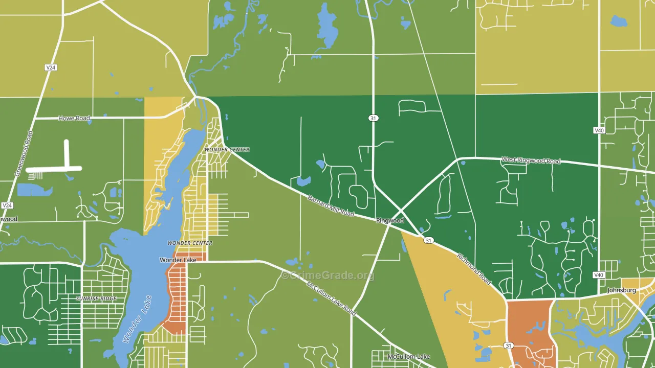 Ringwood, IL Map of Burglary Rates
