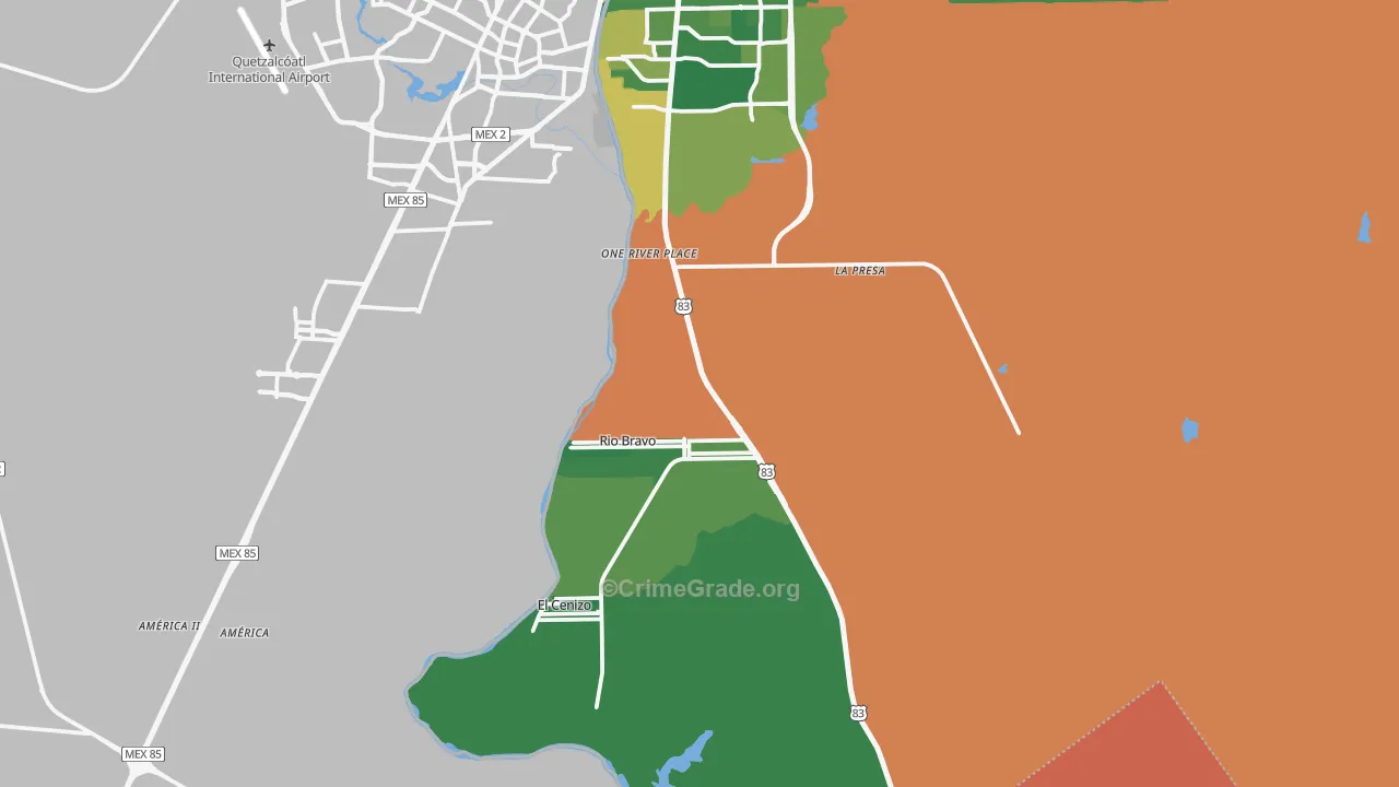 Rio Bravo, TX Map of Burglary Rates