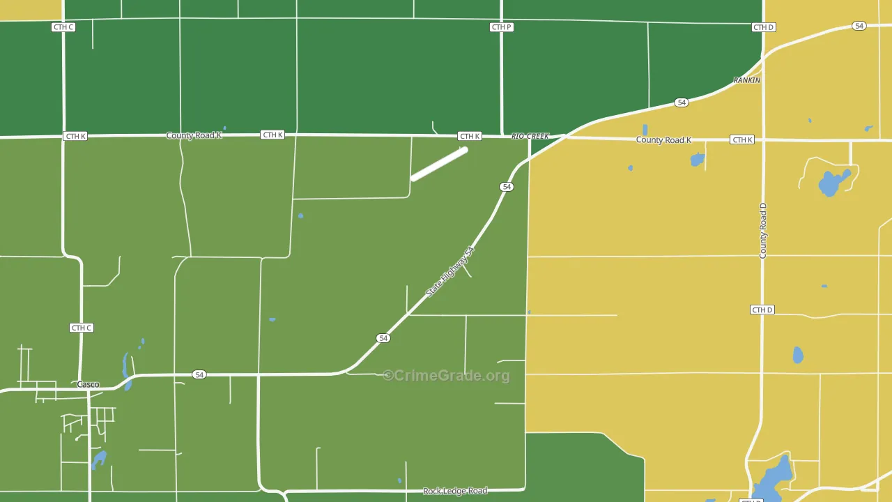 Rio Creek, WI Map of Burglary Rates